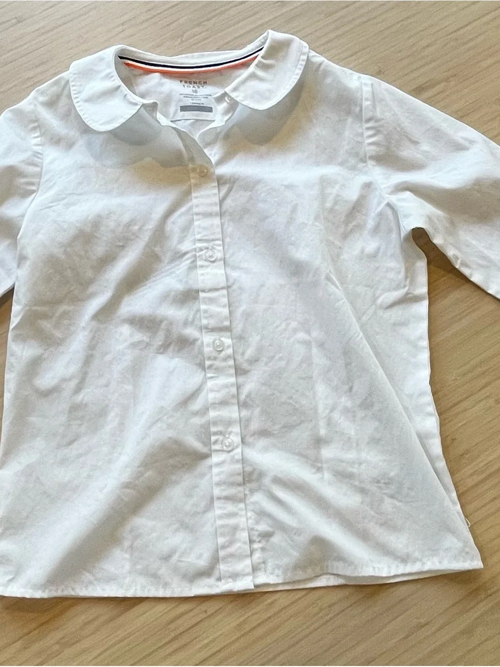 French Toast White Peter Collar Button-Front Kids Shirt